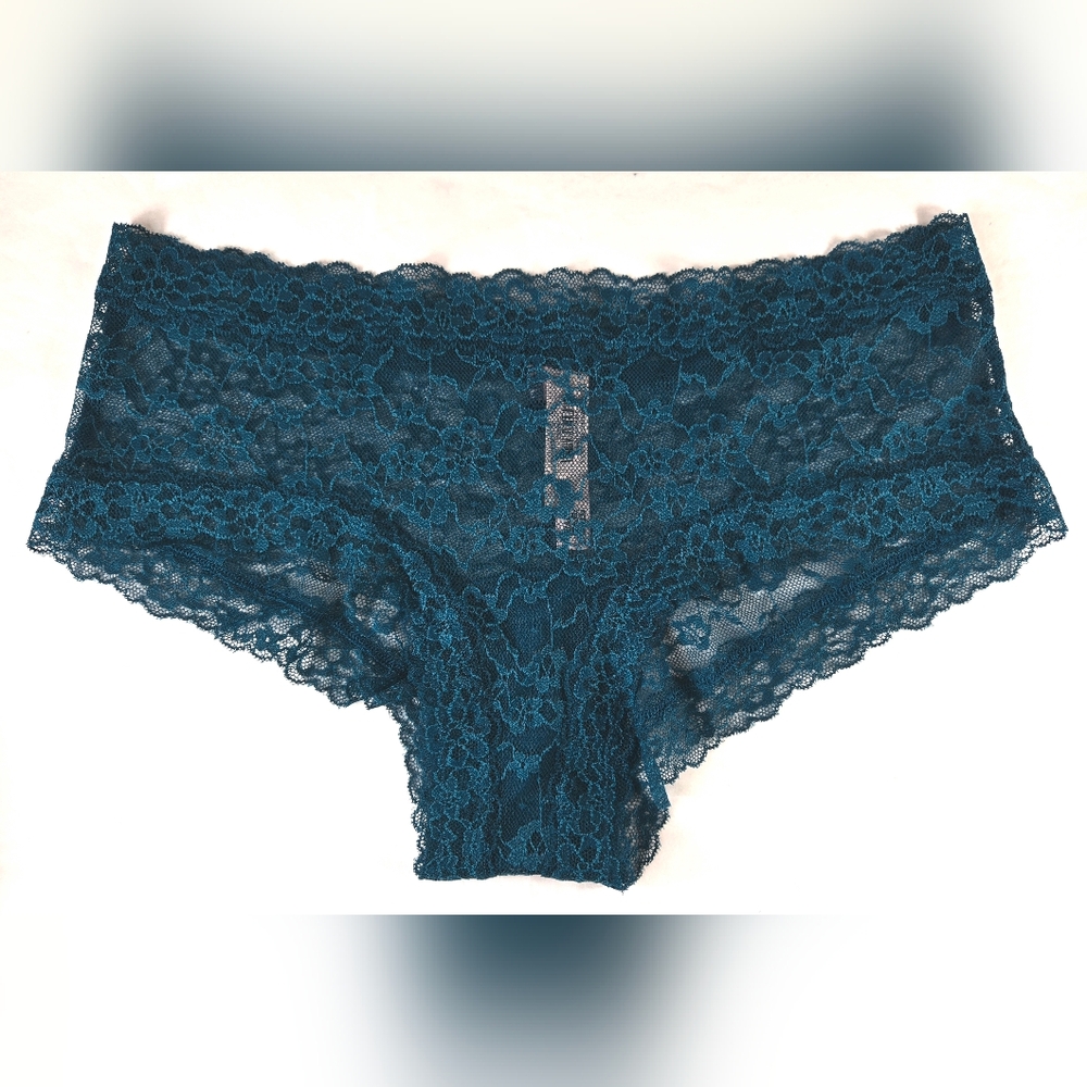Victoria's Secret The Lacie Lace Cheeky Panty Stormy Teal Women's Size Large